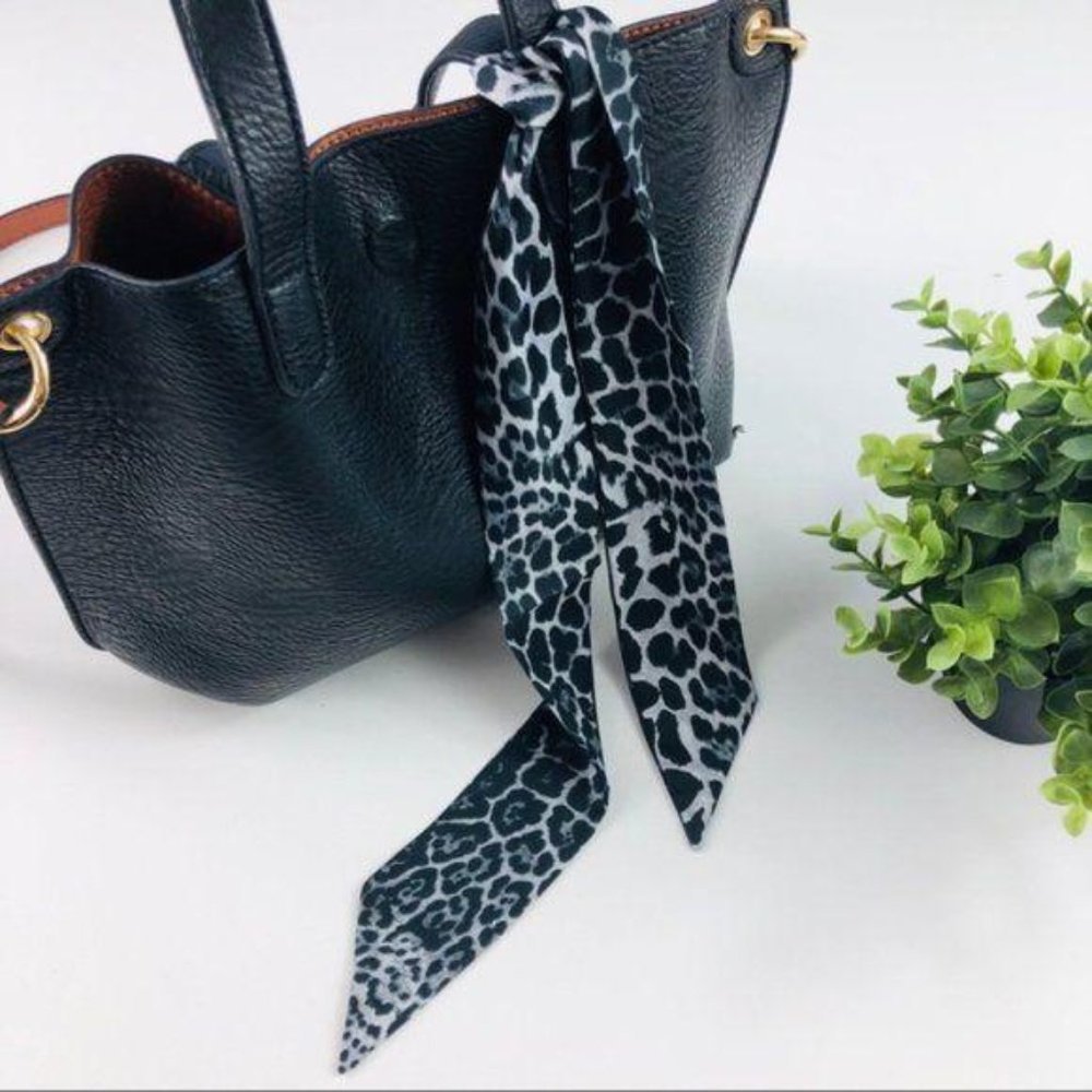 Set of 2 Gray Cheetah Twilly Purse Head Scarves